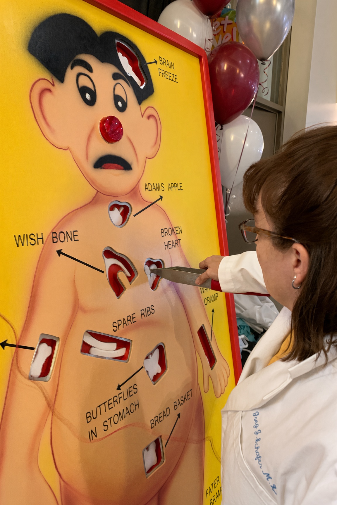 Interactive Operation-style game board in play